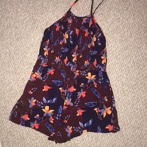 Floral maroon romper